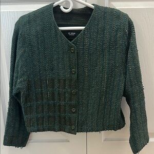 Liz Spear Handwoven Green Textured Women's Sweater